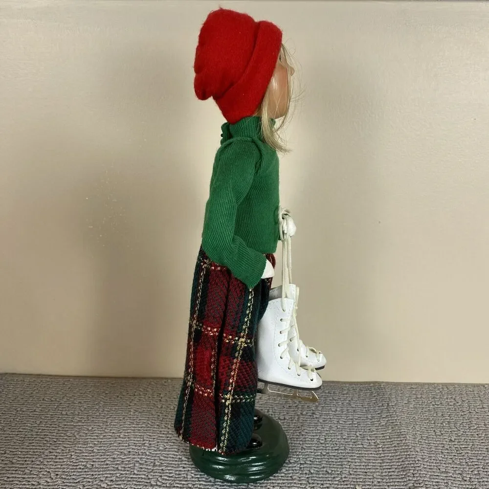 VTG 1998 Byers Choice Carolers Signed Limited Edition 13” Holding Ice Skates HTF
